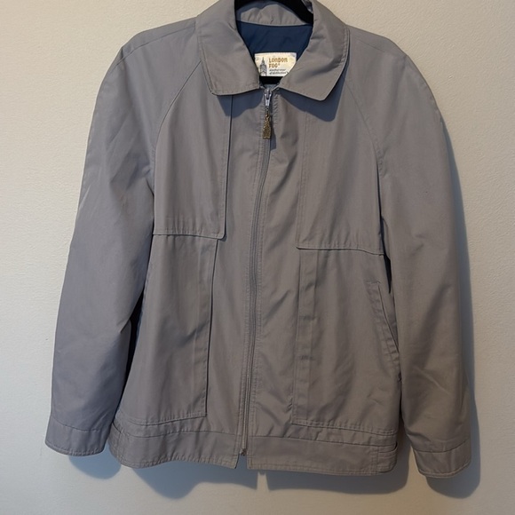 Vintage London Fog Jacket Size 42 Reg Grey Waterproof Mayerial Zipper EUC Mens - Picture 2 of 14